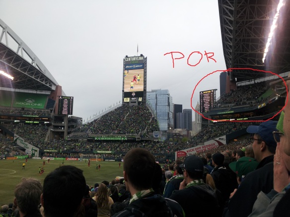 The Timbers Army away section is highlighted for comparison to the home support sections.